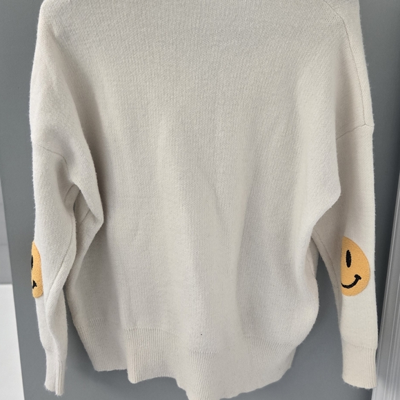 Dressed In Lala Cream Cardigan with Smiley Face Elbow Accents - Picture 4 of 6